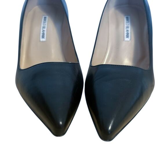Manolo Blahnik BB Black Leather Pointed Toe High Heel Pump 39.5 - Picture 5 of 11